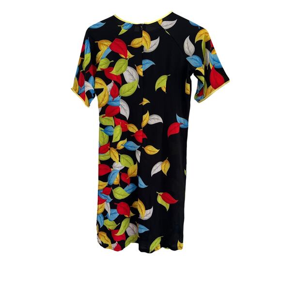 READ Kim Lai 100% Silk Leaf Print Knee Length Shift Dress Womens XS ??? - Picture 2 of 16